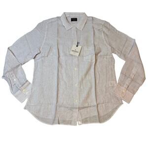 NWT UNTUCKit Women’s Size 6 Linen Tencel Pinstripe Button-Up Shirt